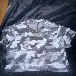 lululemon athletica Black and Gray Camo Crop Top